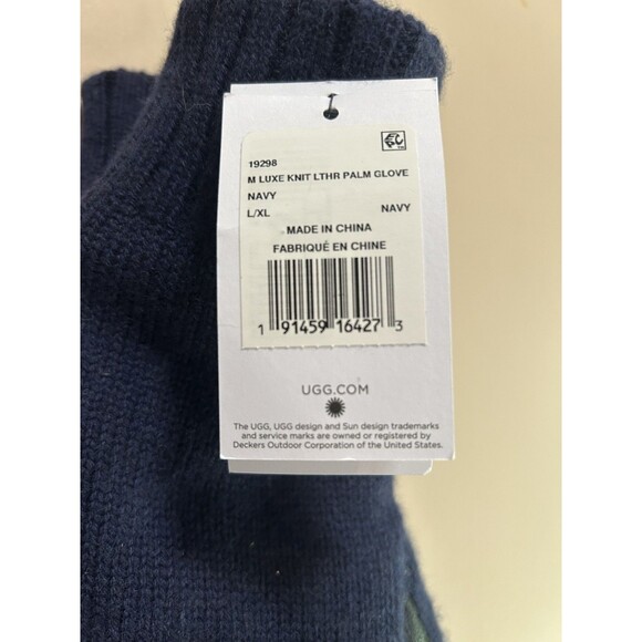 UGG NWT Navy Cashmere Wool Blend Leather Palm Tech Gloves Size Large/XL flawed - Picture 5 of 9